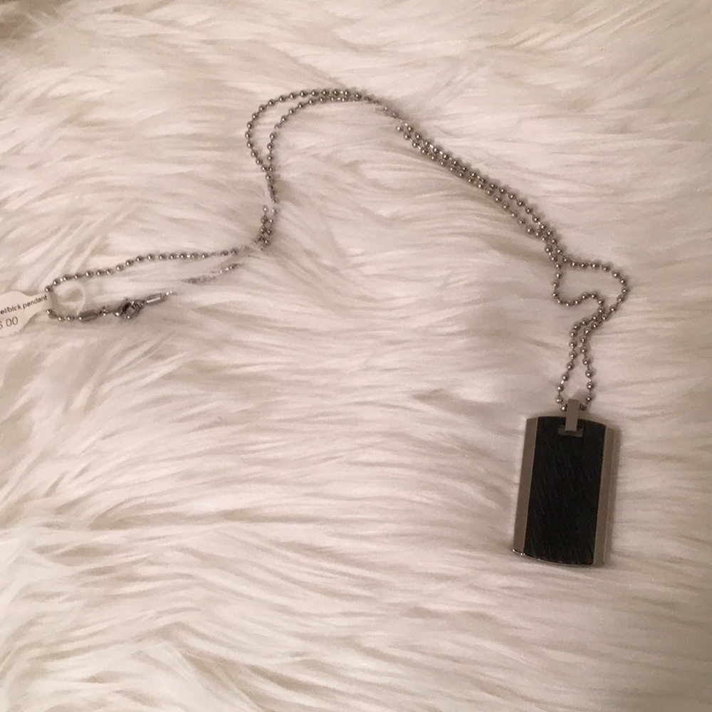 Men's steel & black necklace